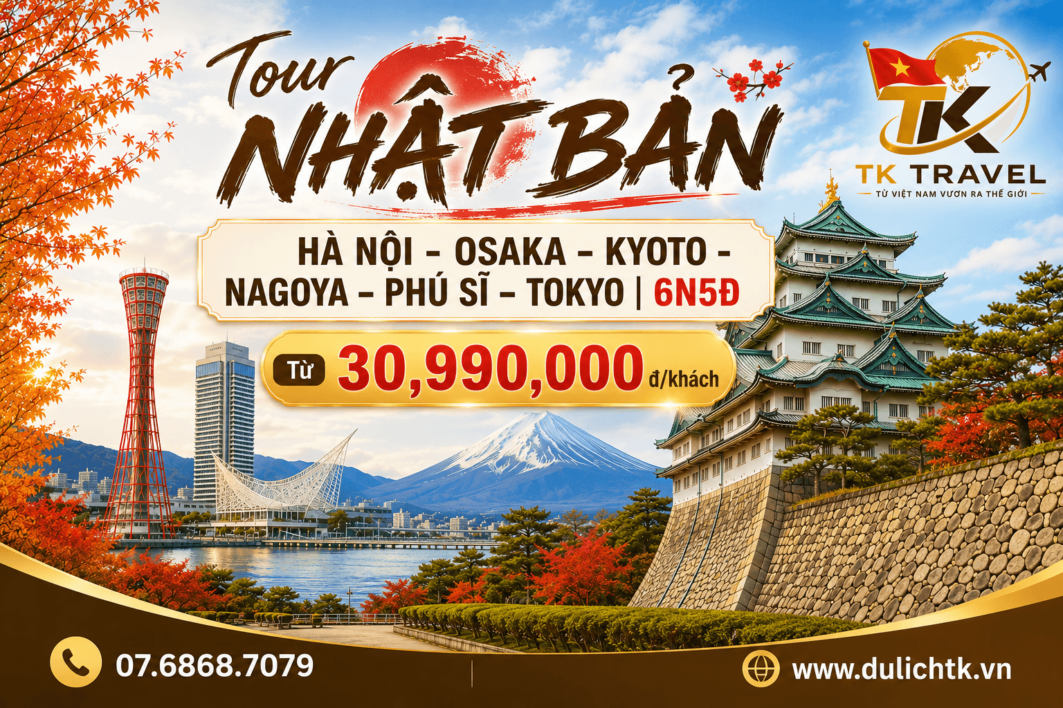 TOUR NHẬT BẢN | HÀ NỘI - OSAKA – KYOTO - NAGOYA – PHÚ SĨ – TOKYO | 6N5Đ