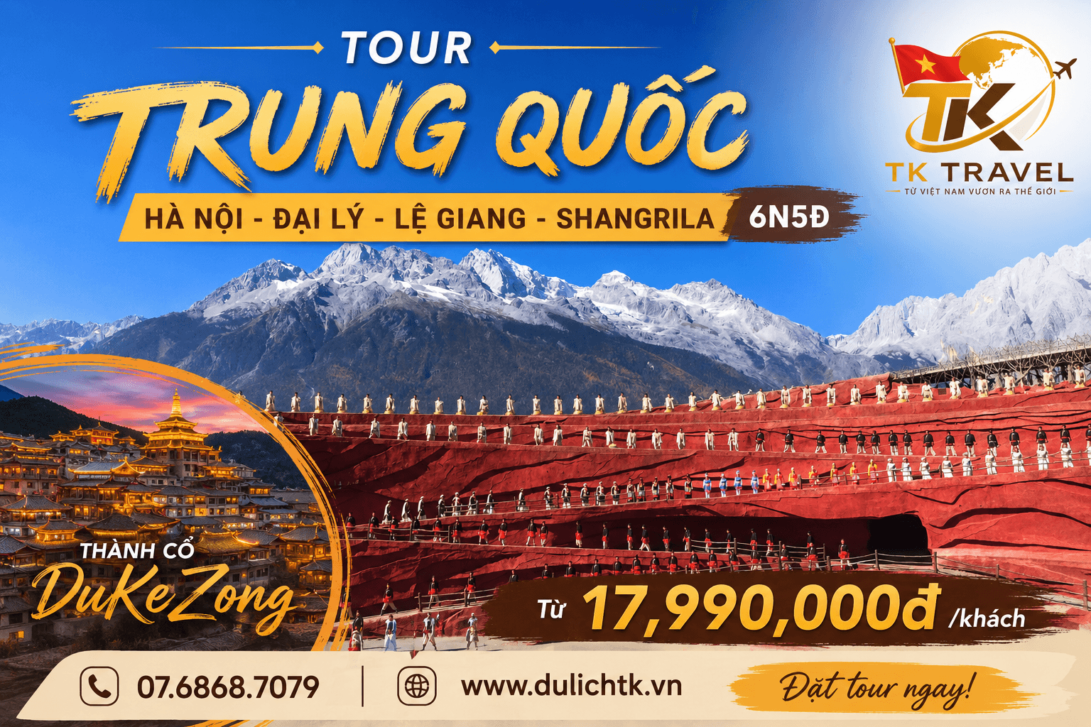 TOUR TRUNG QUỐC | HÀ NỘI - ĐẠI LÝ - LỆ GIANG - SHANGRILA | 6N5Đ