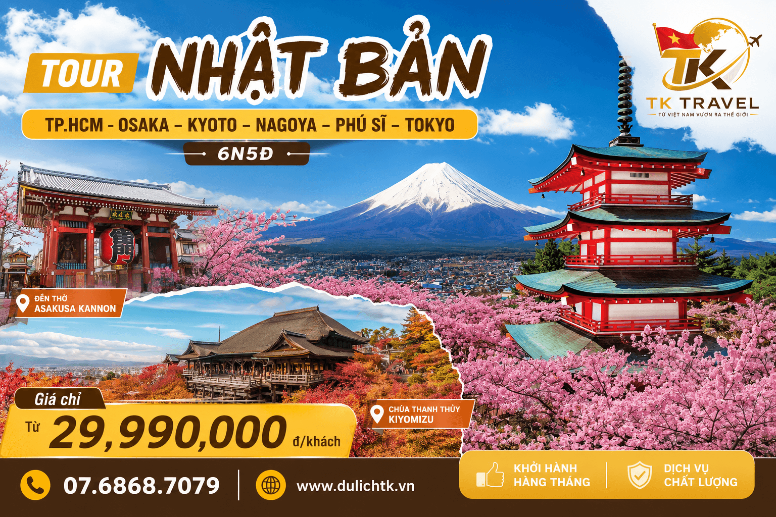 TOUR NHẬT BẢN | TP.HCM - OSAKA – KYOTO - NAGOYA – PHÚ SĨ – TOKYO | 6N5Đ