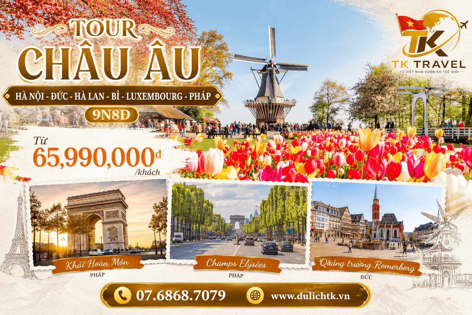 TOUR CHÂU ÂU | HÀ NỘI - ĐỨC - HÀ LAN - BỈ - LUXEMBOURG - PHÁP | 9N8Đ
